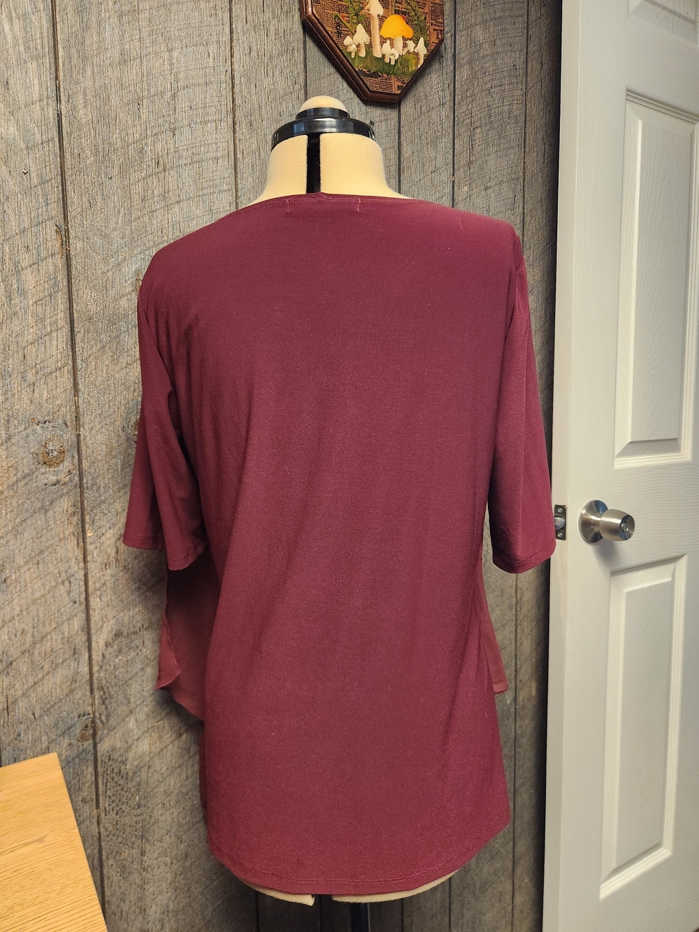 Women's Wine Asymmetrical Layered Top - Picture 8 of 12